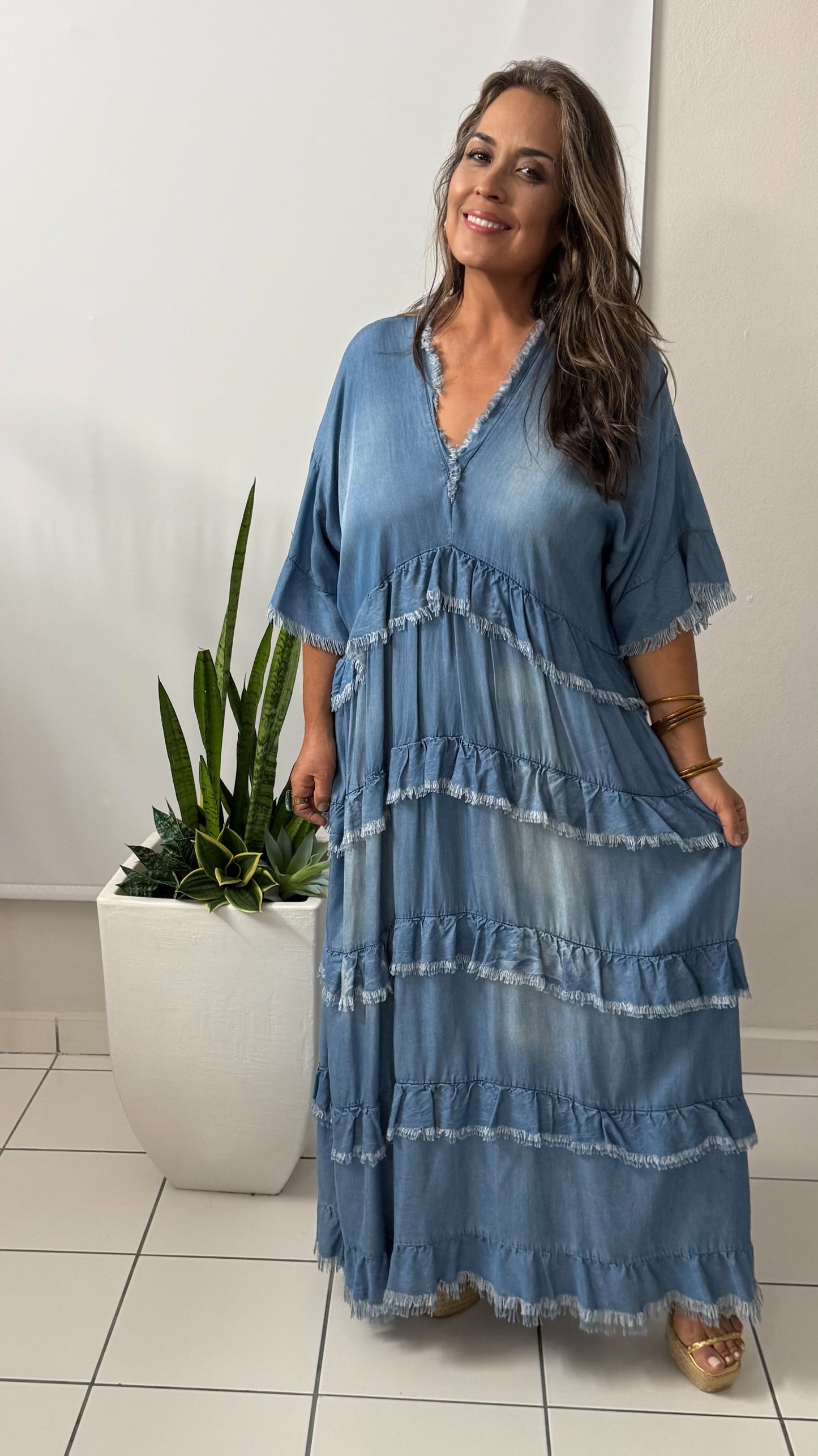 Denim Maxi Ruffles