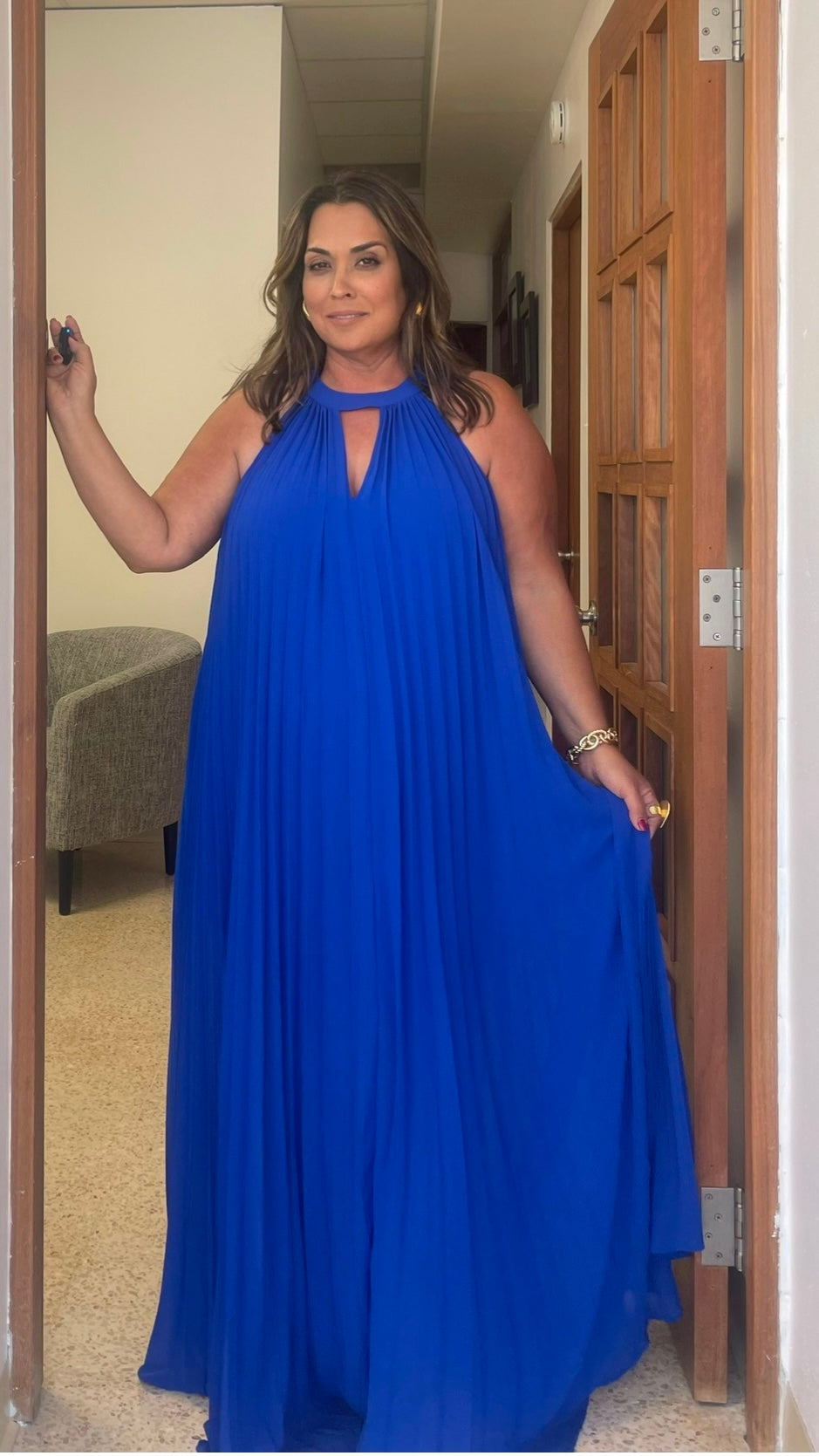 Elegant Pleated Maxi Dress