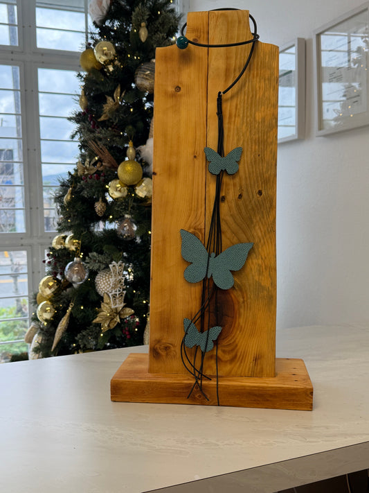 Marcella Duce blue leather butterflies