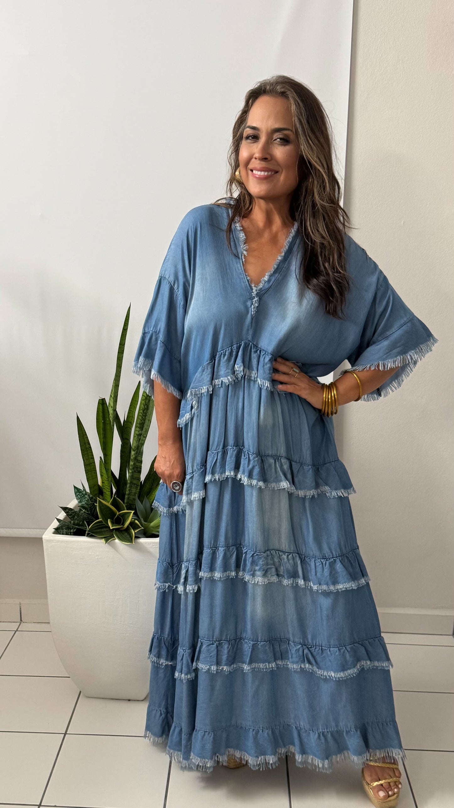 Denim Maxi Ruffles