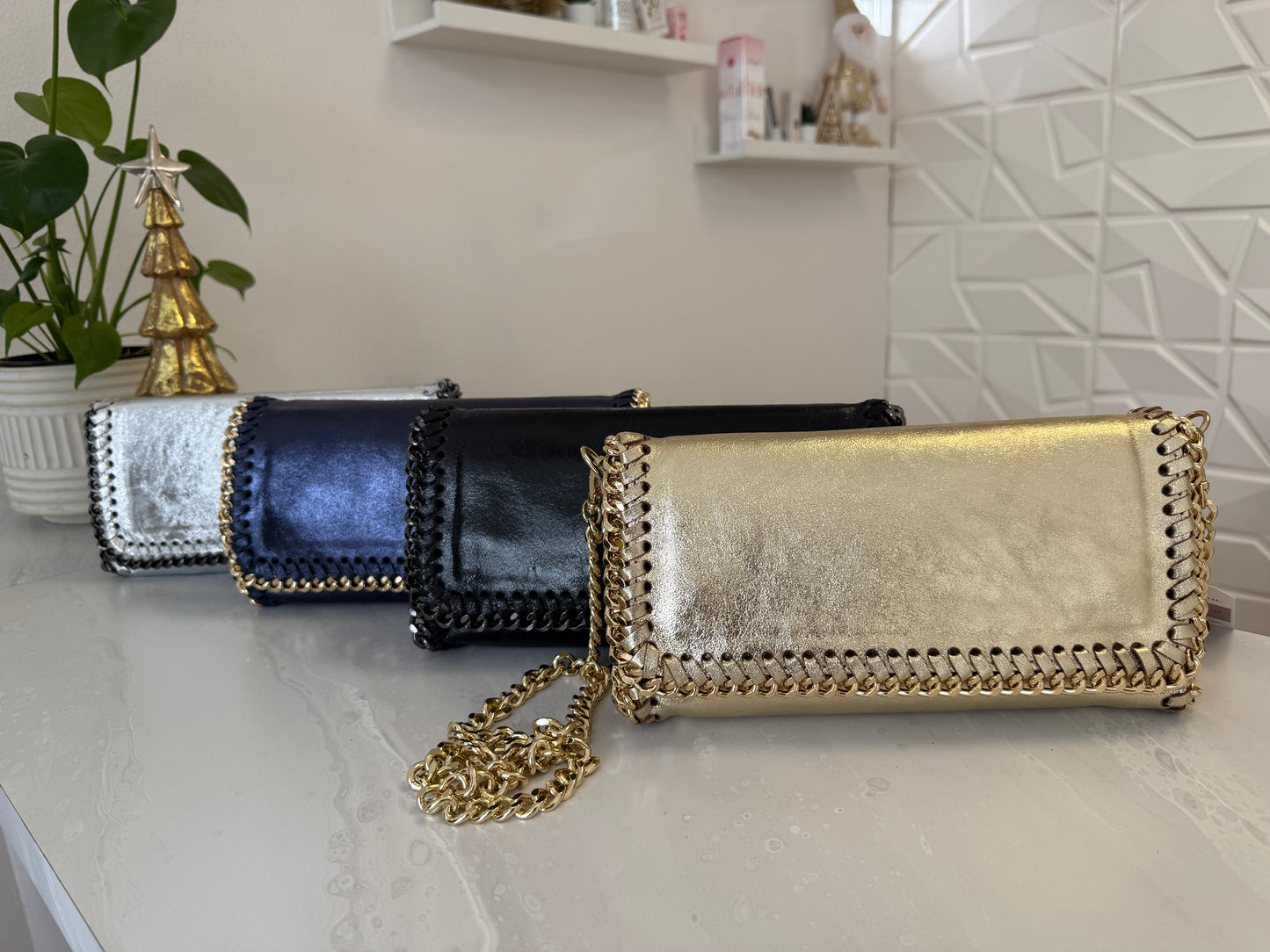 Italian Leather Bag with chain