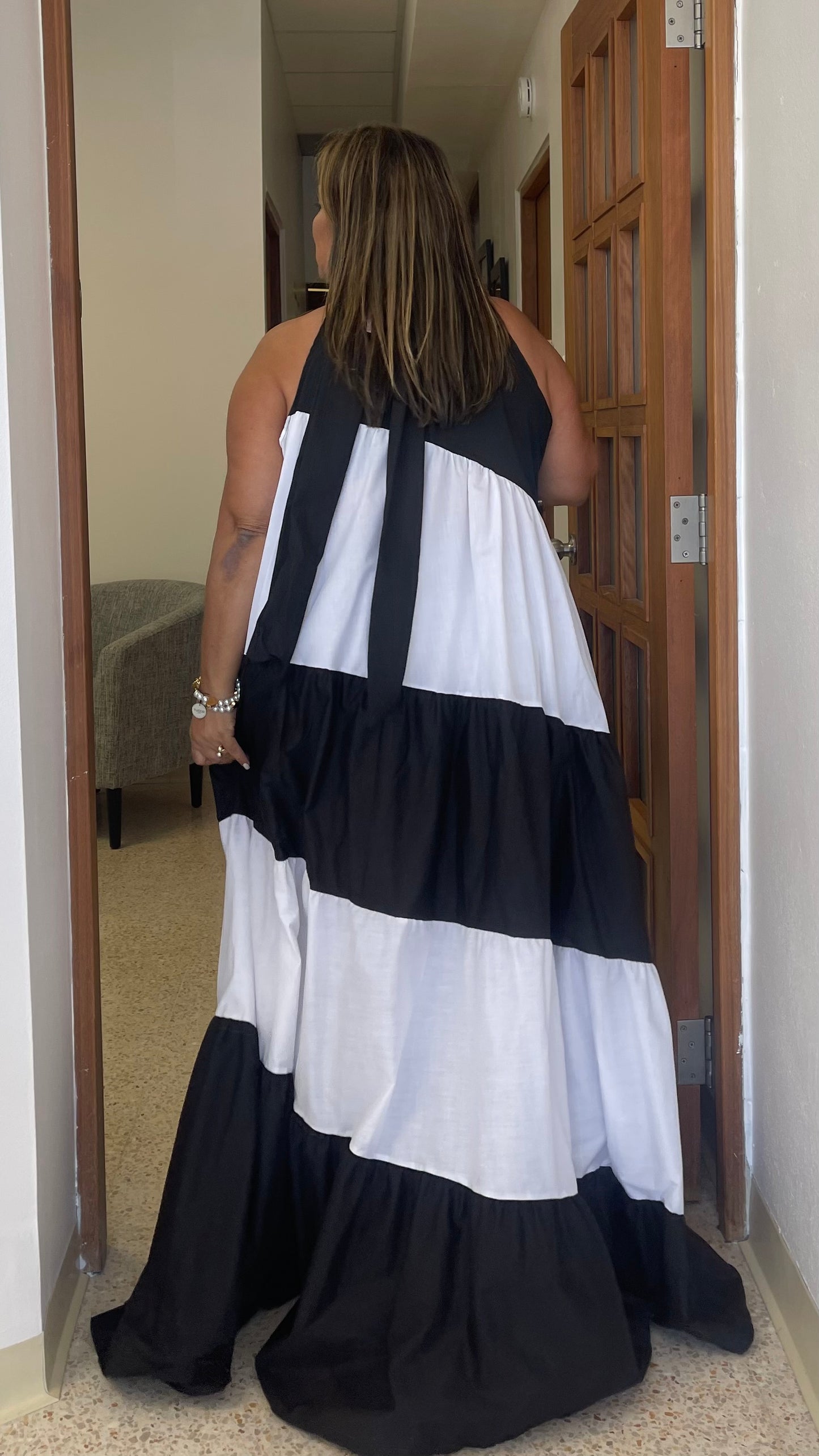 B/W stripes Maxi Dress