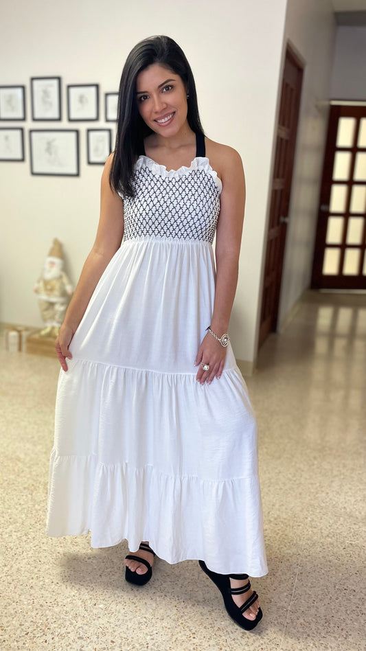 Italian maxi dress with black bows