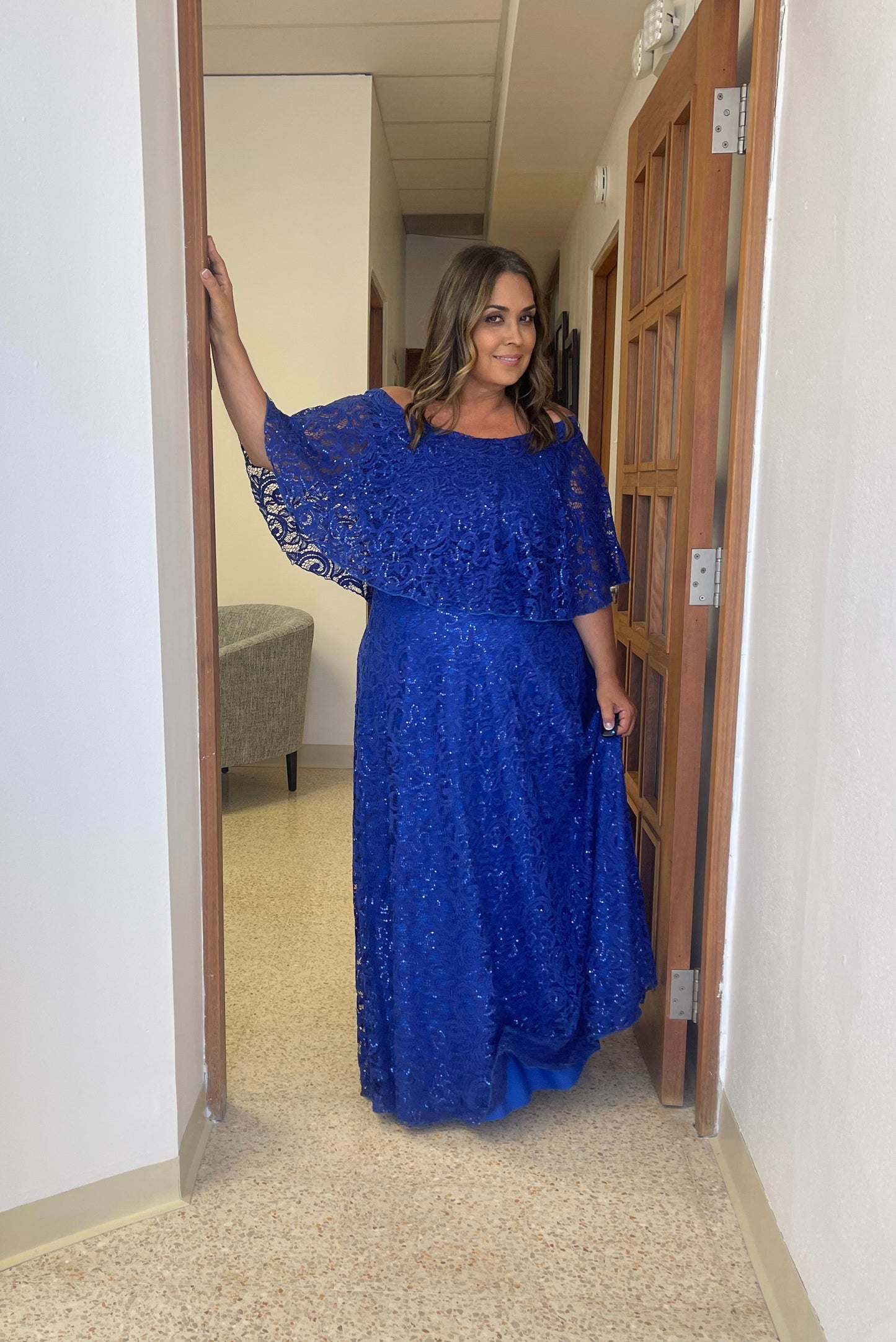 Glam Ruffles Sequin Maxi Dress