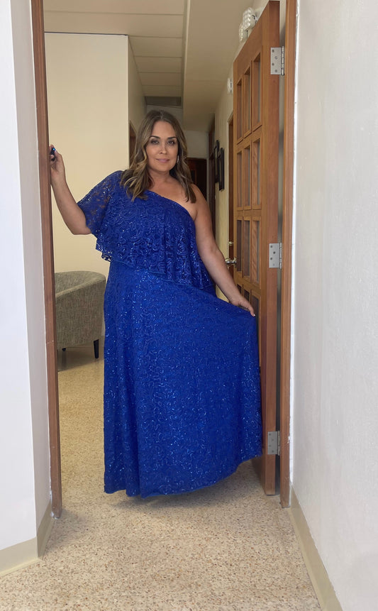 Glam Ruffles Sequin Maxi Dress