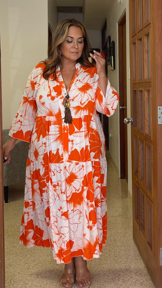 Cotton Floral Midi Dress