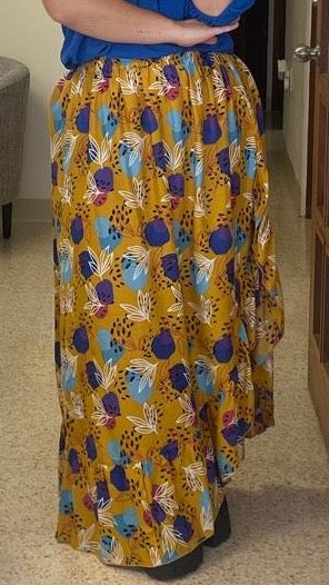 Mustard Abstract Maxi Skirt