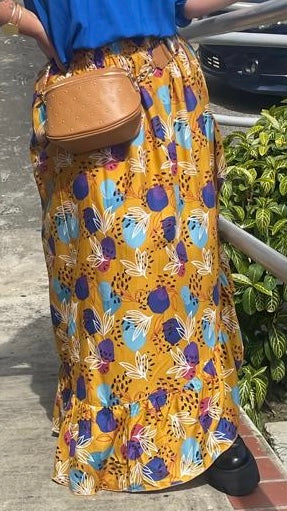 Mustard Abstract Maxi Skirt
