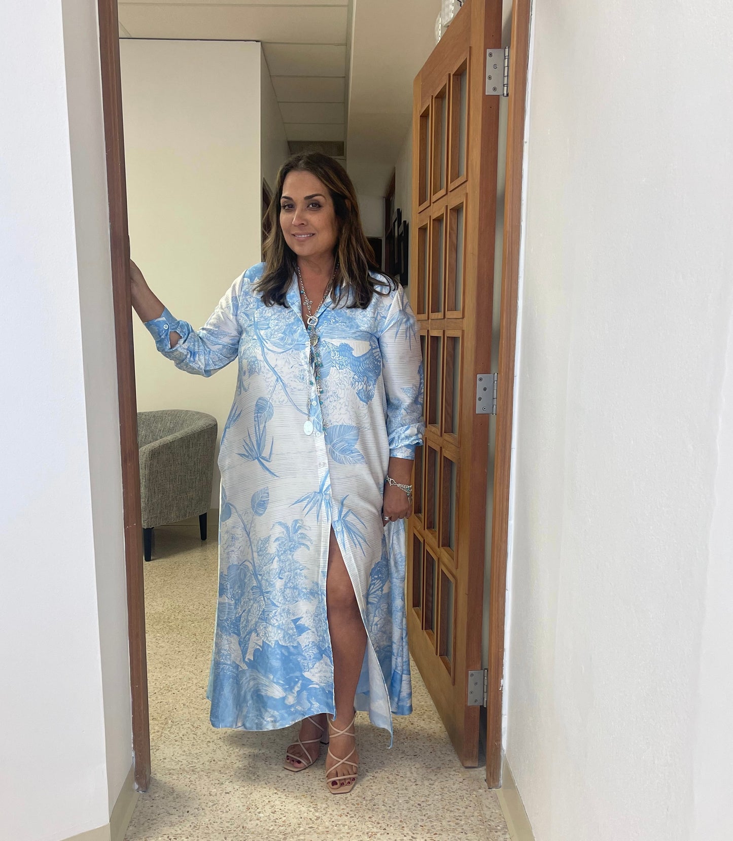 Blue Garden midi dress