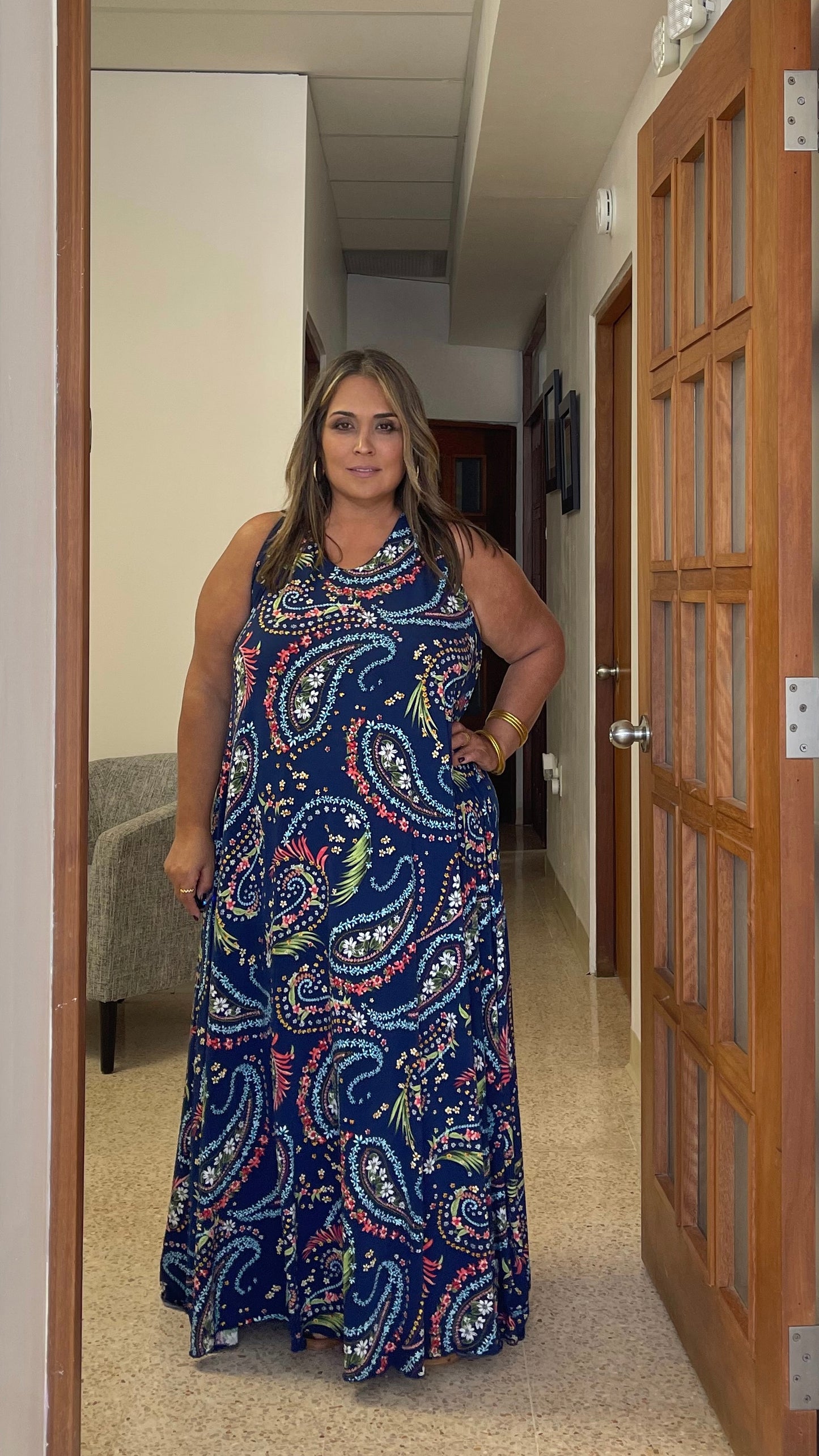 Claudia’s Maxi Dress, with yellow ribbon