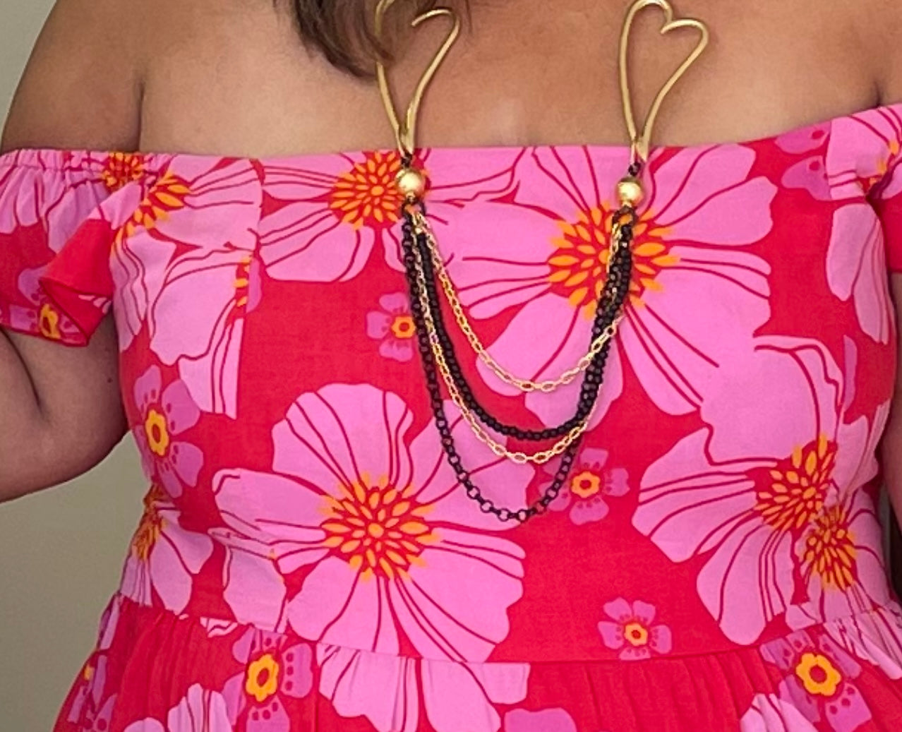 Coral Floral midi dress