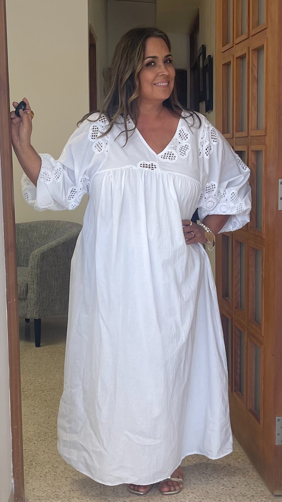 Embroidery Cotton Maxi Dress