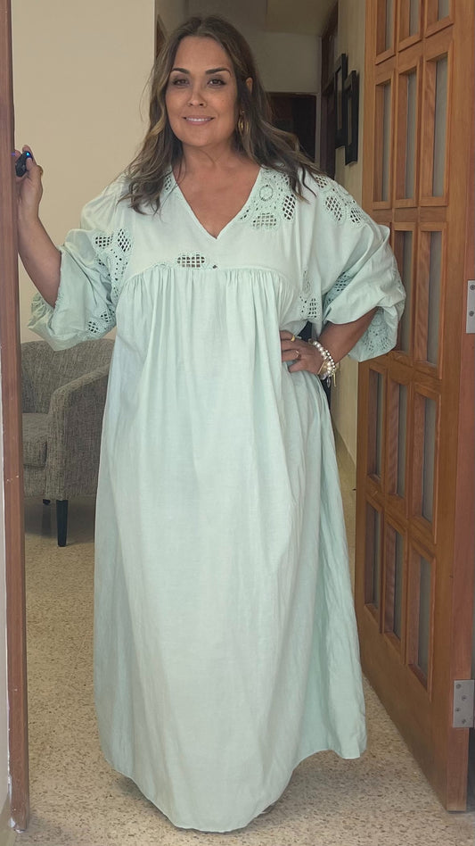 Embroidery Cotton Maxi Dress